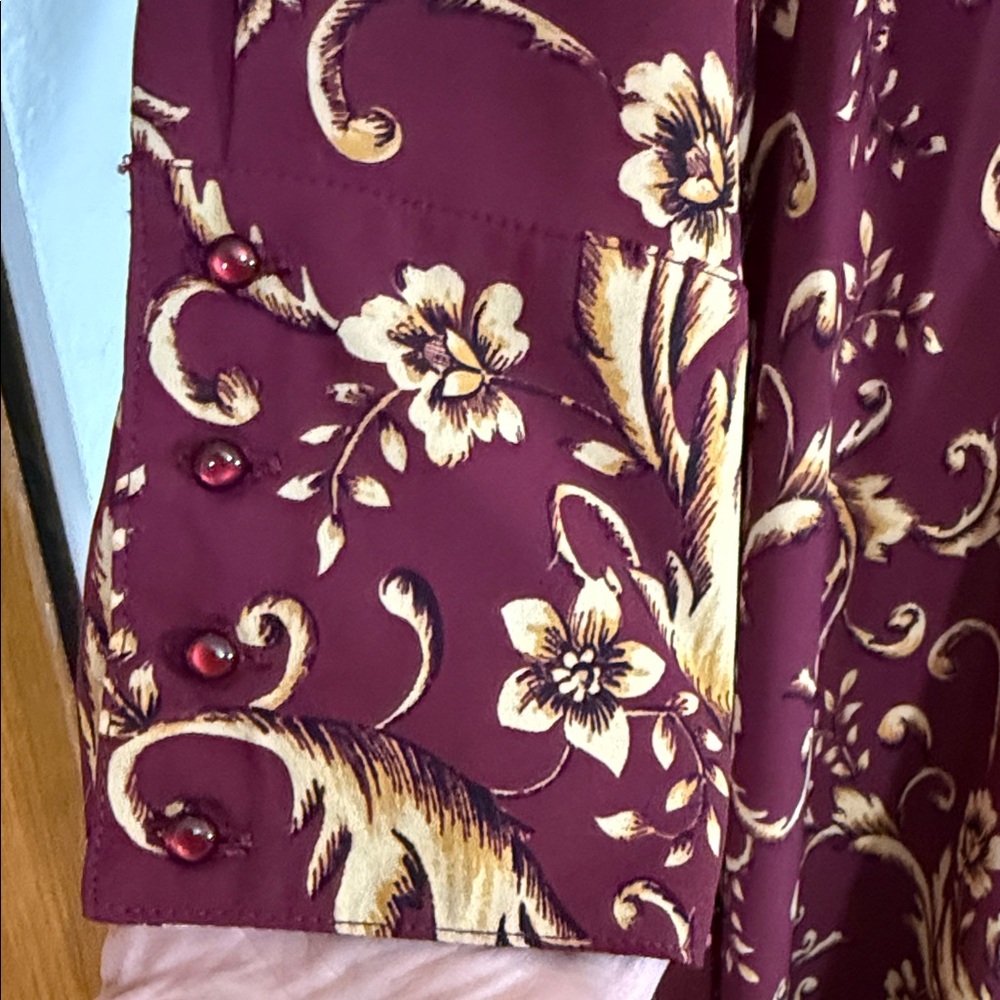 Nanette Lepore Burgundy and Gold Patterned Midi Dress SKU1291 - Picture 3 of 7